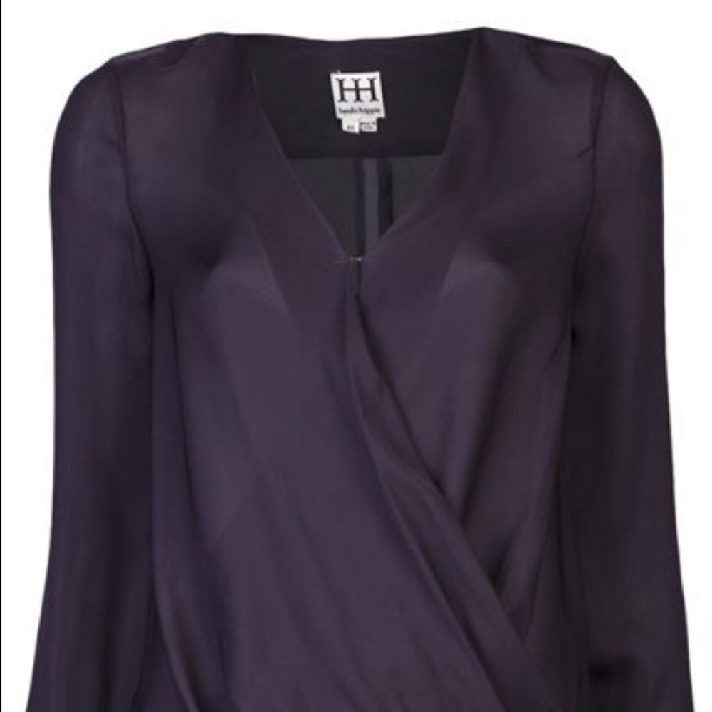 NWT Haute Hippie purple dark silk blouse XS